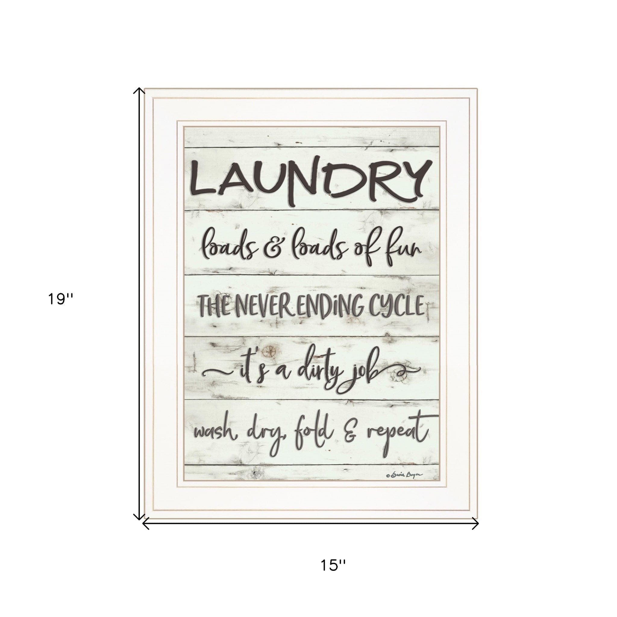 Laundry 1 White Framed Print Bathroom Wall Art - Homeroots