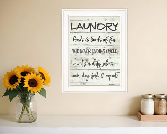 Laundry 1 White Framed Print Bathroom Wall Art - Homeroots