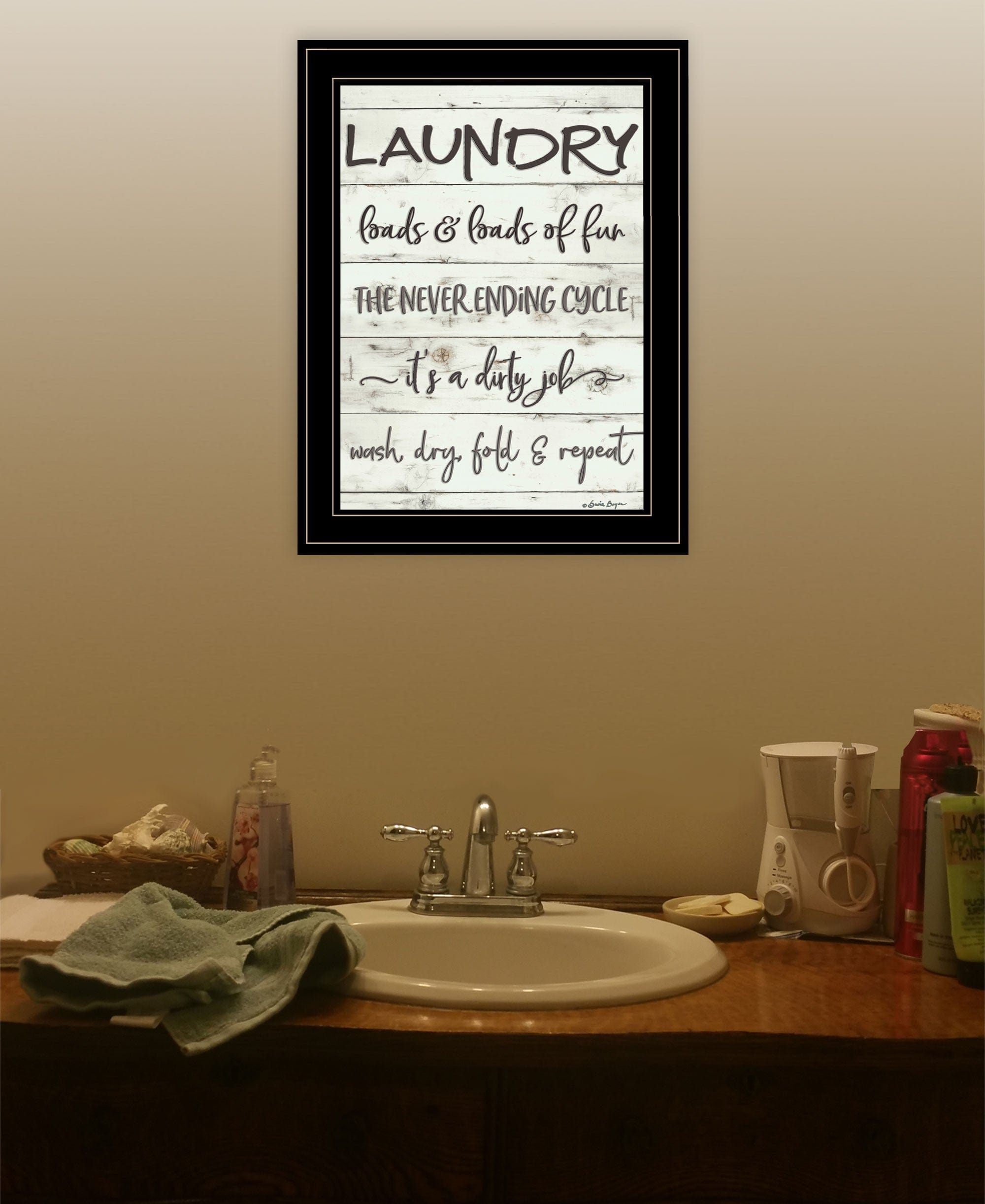 Laundry 2 Black Framed Print Bathroom Wall Art - Homeroots