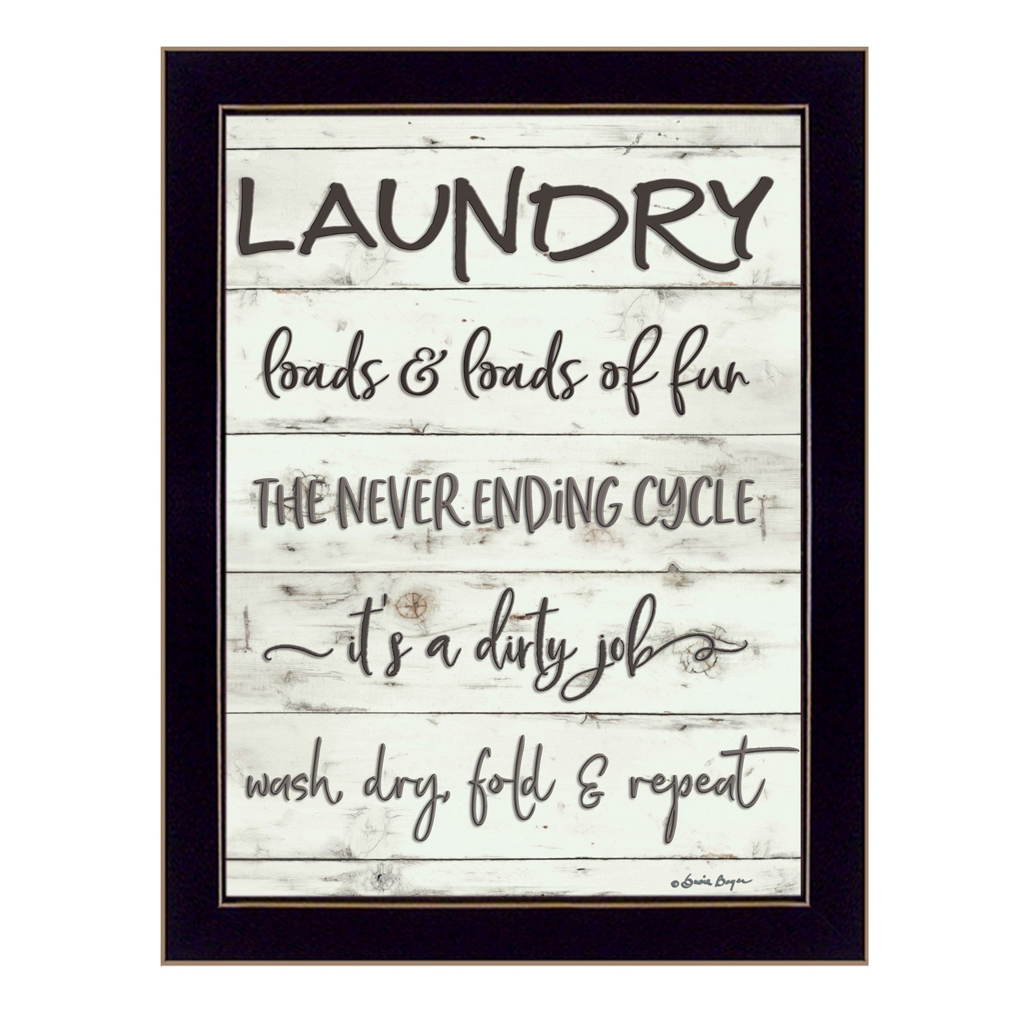 Laundry 3 Black Framed Print Bathroom Wall Art - Homeroots