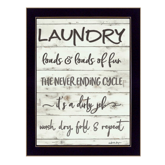 Laundry 3 Black Framed Print Bathroom Wall Art - Homeroots