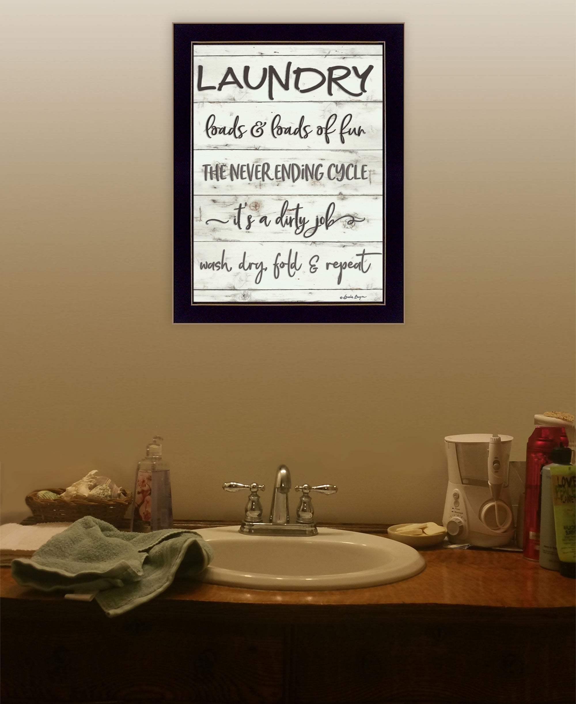 Laundry 3 Black Framed Print Bathroom Wall Art - Homeroots - Flyclothing LLC