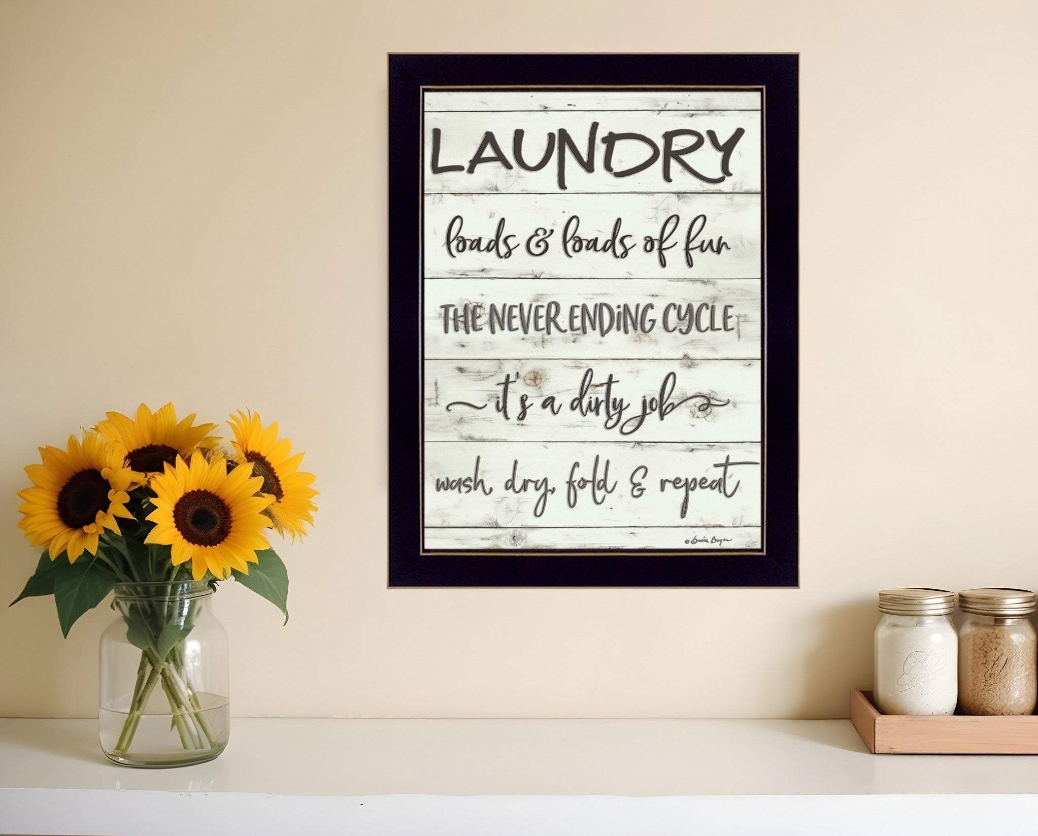 Laundry 3 Black Framed Print Bathroom Wall Art - Homeroots - Flyclothing LLC