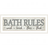 Bath Rules 1 White Framed Print Bathroom Wall Art - Homeroots - Flyclothing LLC