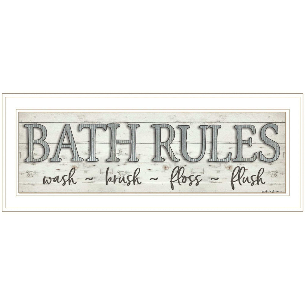 Bath Rules 1 White Framed Print Bathroom Wall Art - Homeroots - Flyclothing LLC
