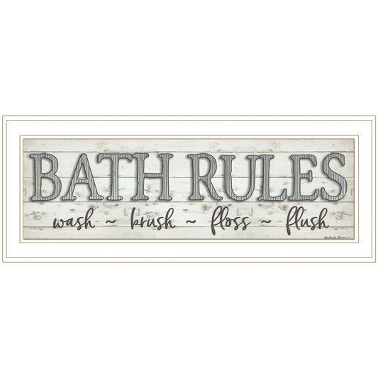 Bath Rules 1 White Framed Print Bathroom Wall Art - Homeroots