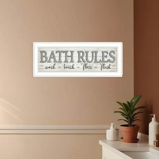Bath Rules 1 White Framed Print Bathroom Wall Art - Homeroots