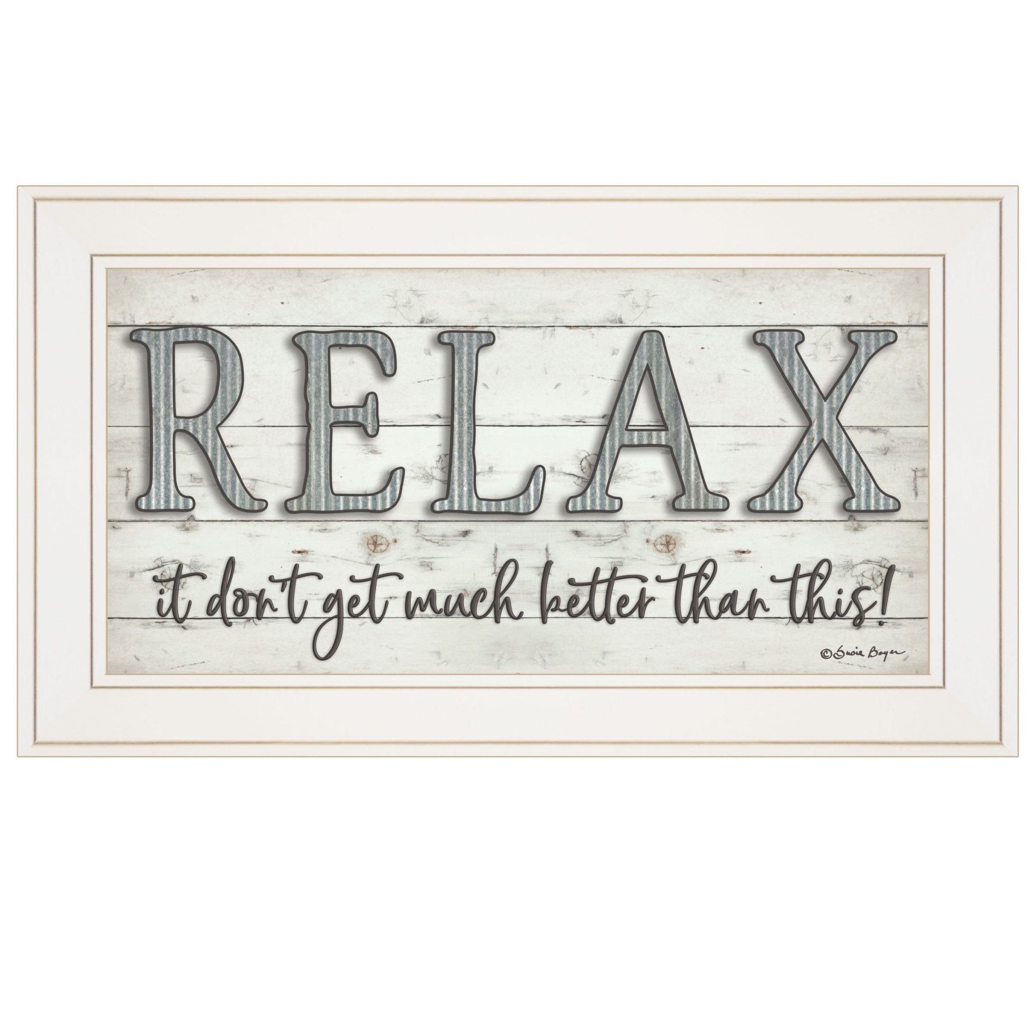 Relax 3 White Framed Print Bathroom Wall Art - Homeroots