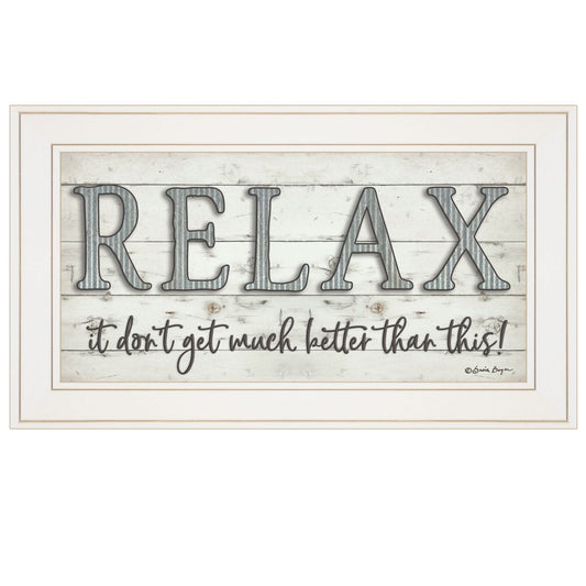 Relax 3 White Framed Print Bathroom Wall Art - Homeroots