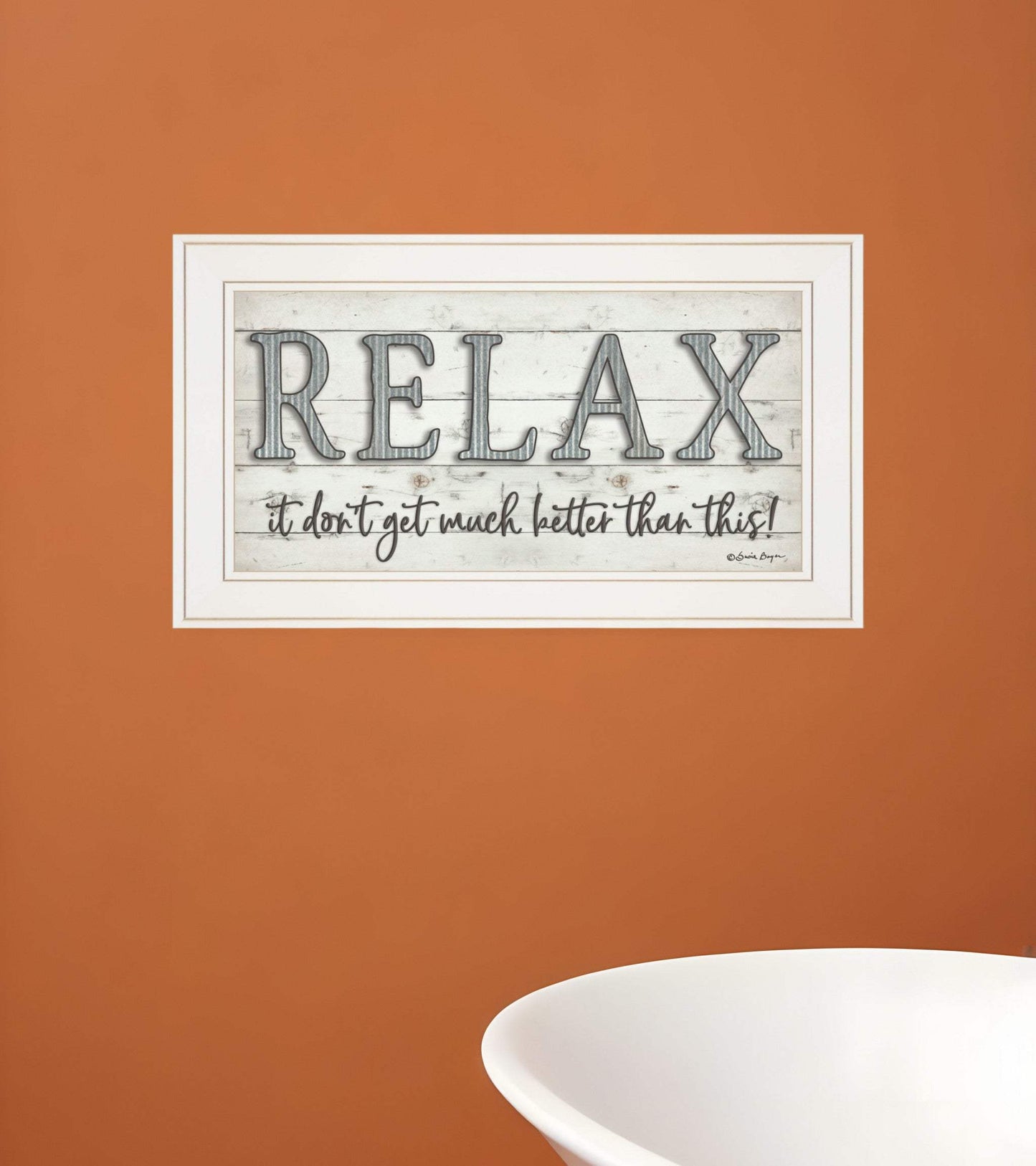 Relax 3 White Framed Print Bathroom Wall Art - Homeroots - Flyclothing LLC