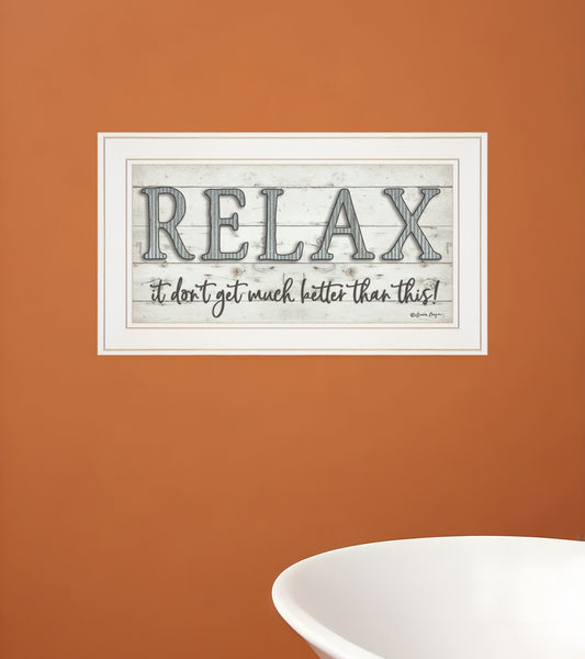Relax 3 White Framed Print Bathroom Wall Art - Homeroots