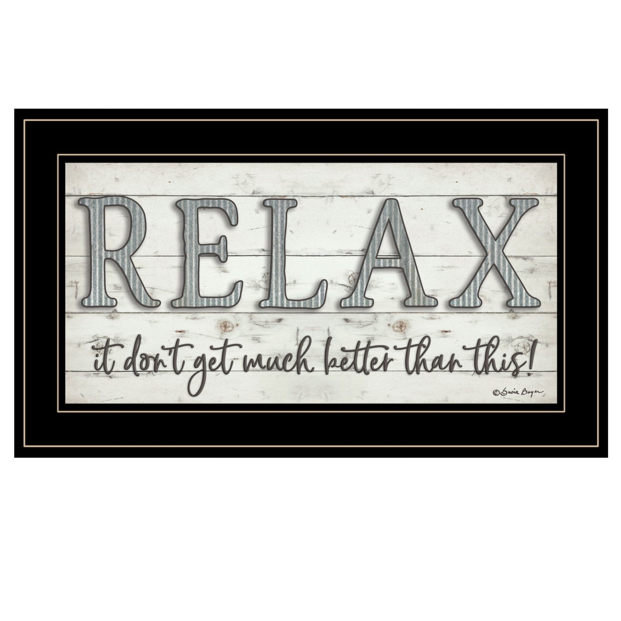 Relax 4 Black Framed Print Bathroom Wall Art - Homeroots