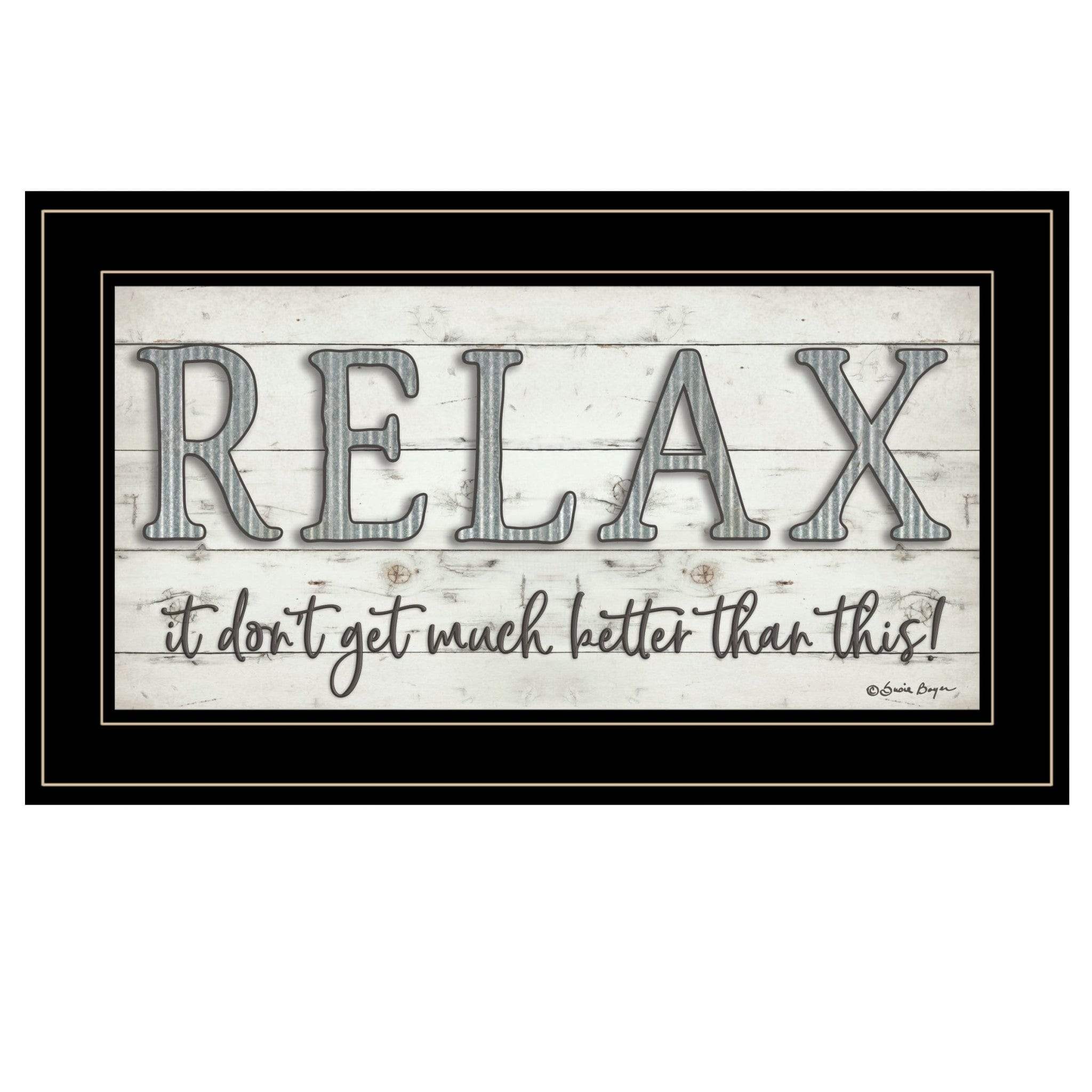 Relax 4 Black Framed Print Bathroom Wall Art - Homeroots - Flyclothing LLC