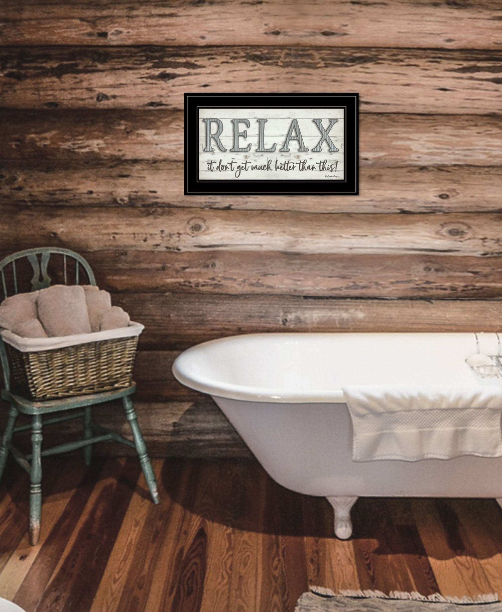 Relax 4 Black Framed Print Bathroom Wall Art - Homeroots - Flyclothing LLC