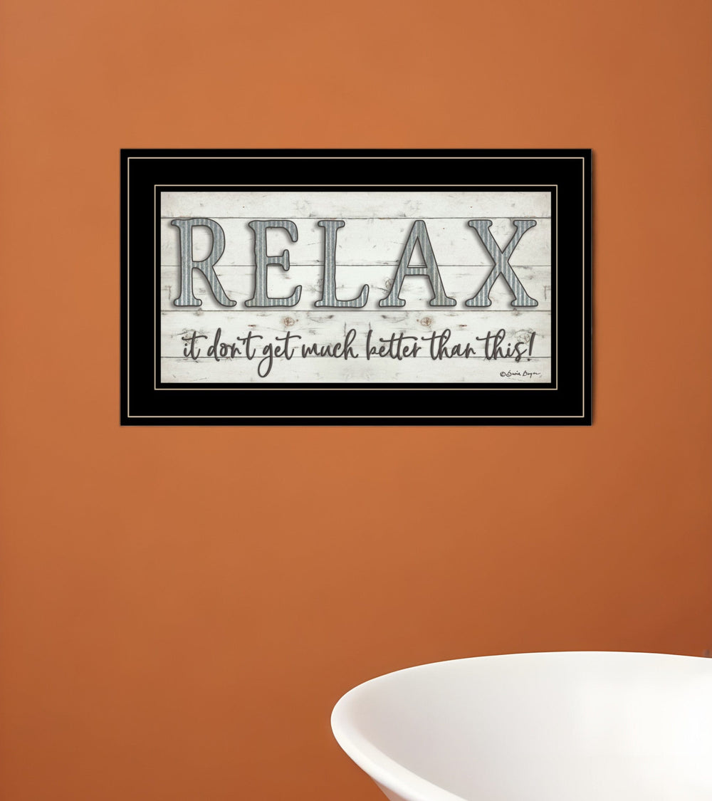 Relax 4 Black Framed Print Bathroom Wall Art - Homeroots