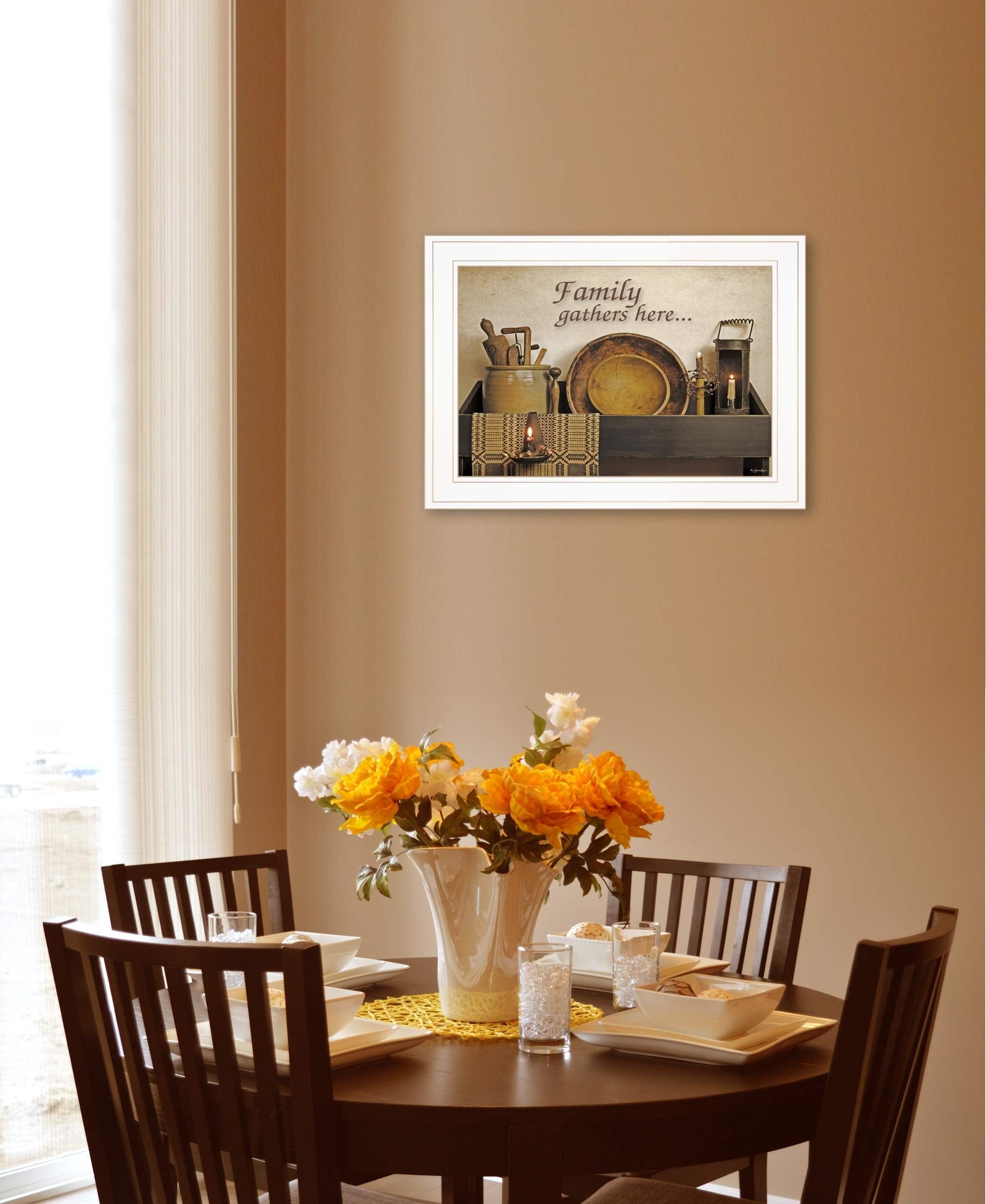 Family Gather Here 2 White Framed Print Kitchen Wall Art - Homeroots