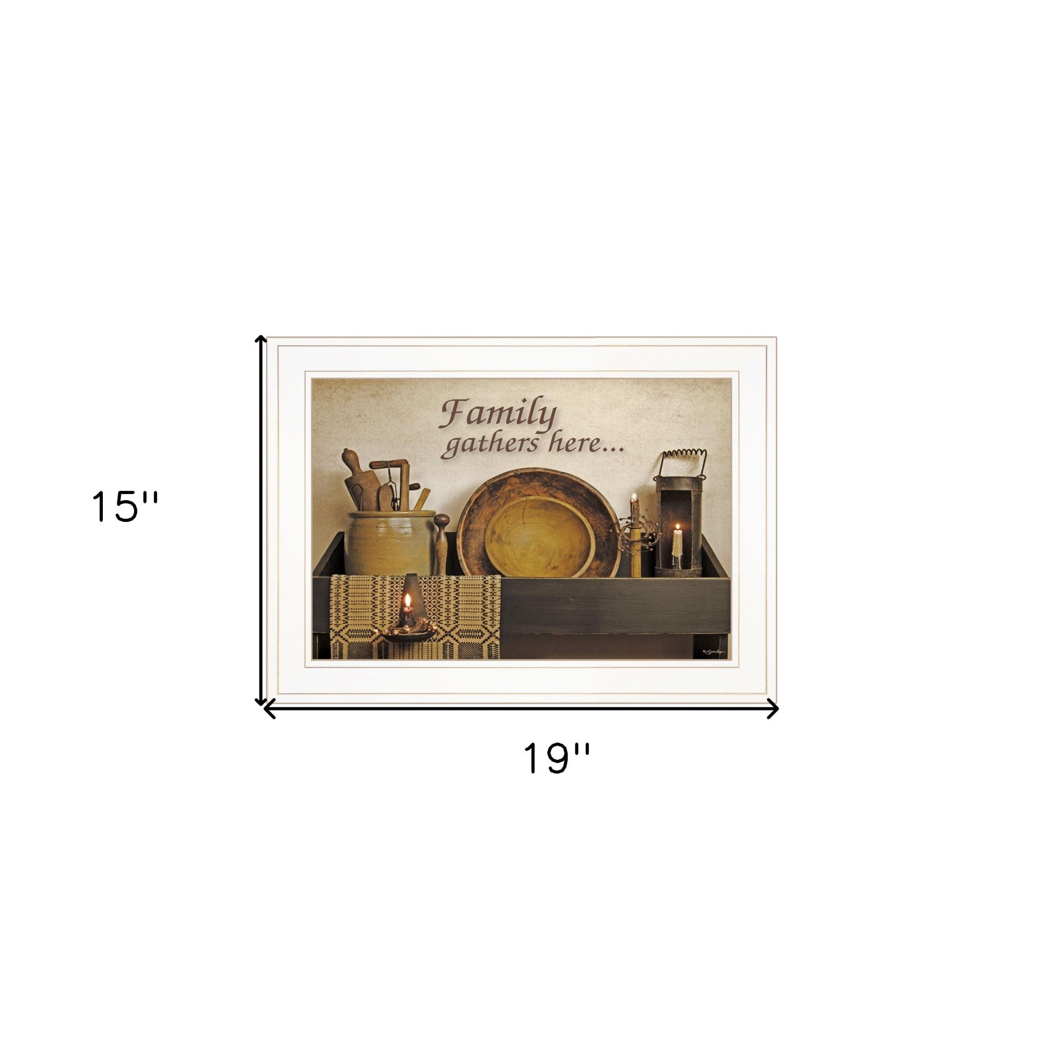 Family Gather Here 2 White Framed Print Kitchen Wall Art - Homeroots