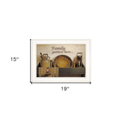 Family Gather Here 2 White Framed Print Kitchen Wall Art - Homeroots