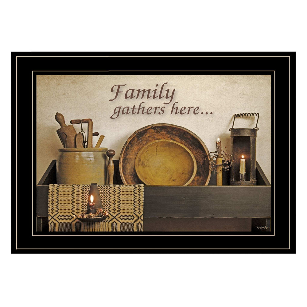 Family Gather Here 3 Black Framed Print Kitchen Wall Art - Homeroots - Flyclothing LLC