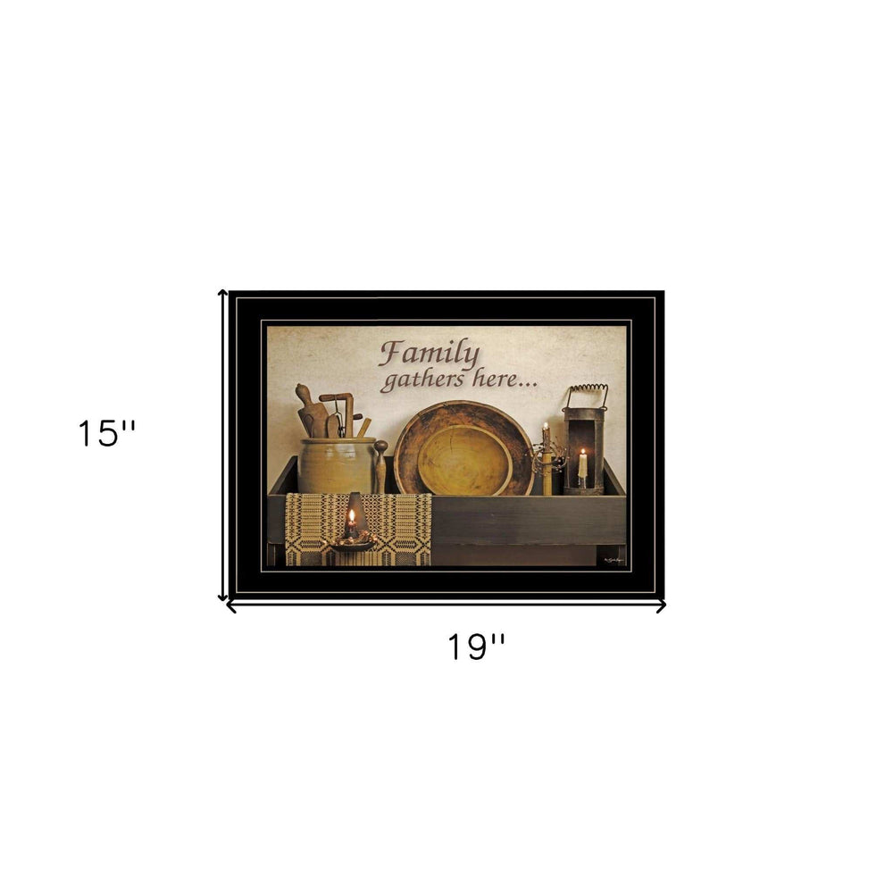 Family Gather Here 3 Black Framed Print Kitchen Wall Art - Homeroots - Flyclothing LLC