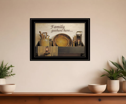 Family Gather Here 3 Black Framed Print Kitchen Wall Art - Homeroots