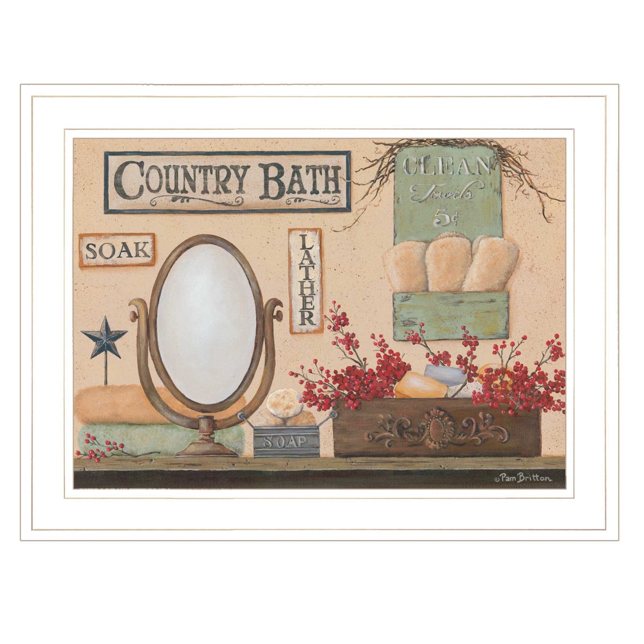 Country Bath 11 White Framed Print Bathroom Wall Art - Homeroots