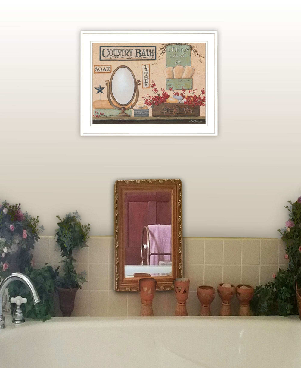 Country Bath 11 White Framed Print Bathroom Wall Art - Homeroots - Flyclothing LLC