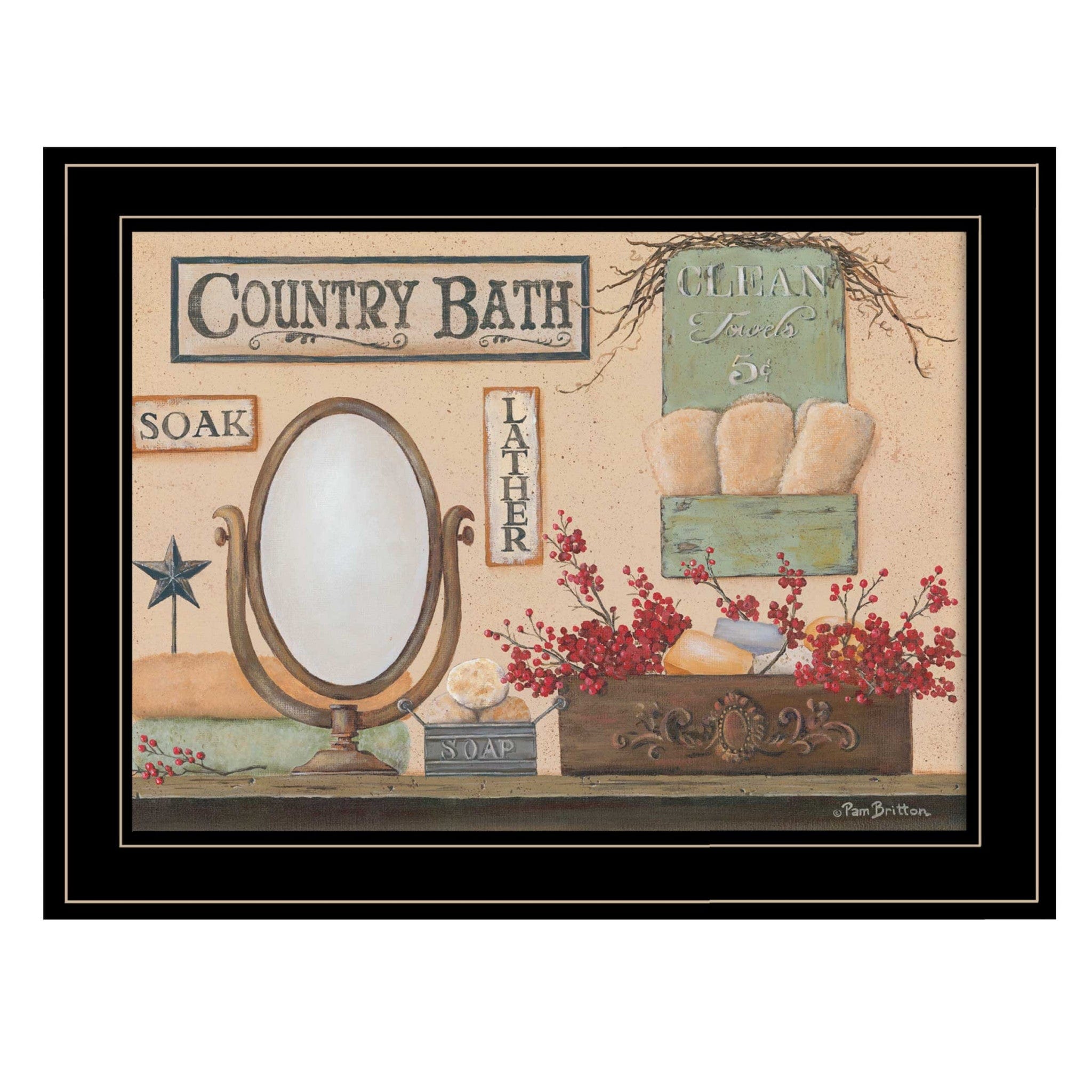 Country Bath 12 Black Framed Print Bathroom Wall Art - Homeroots