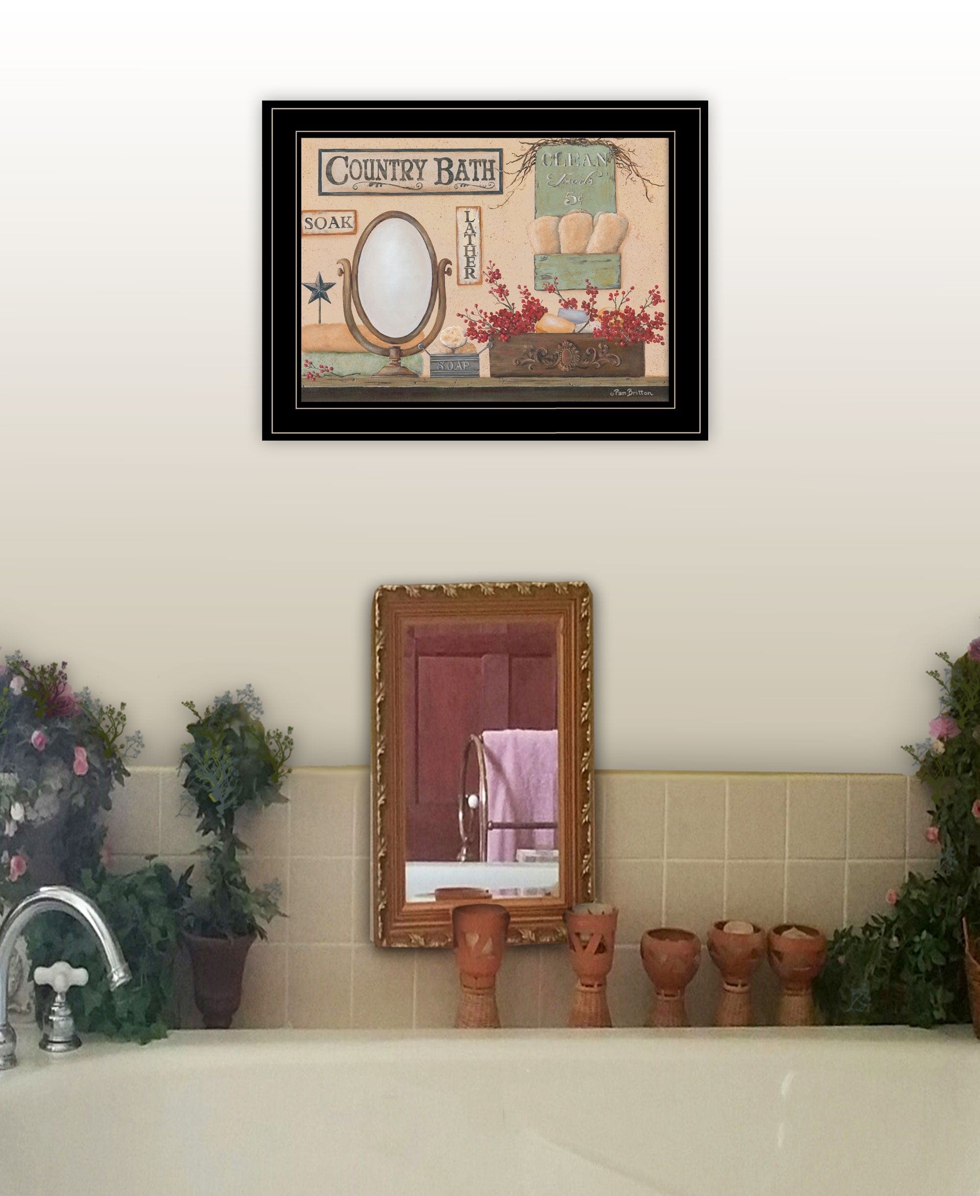 Country Bath 12 Black Framed Print Bathroom Wall Art - Homeroots