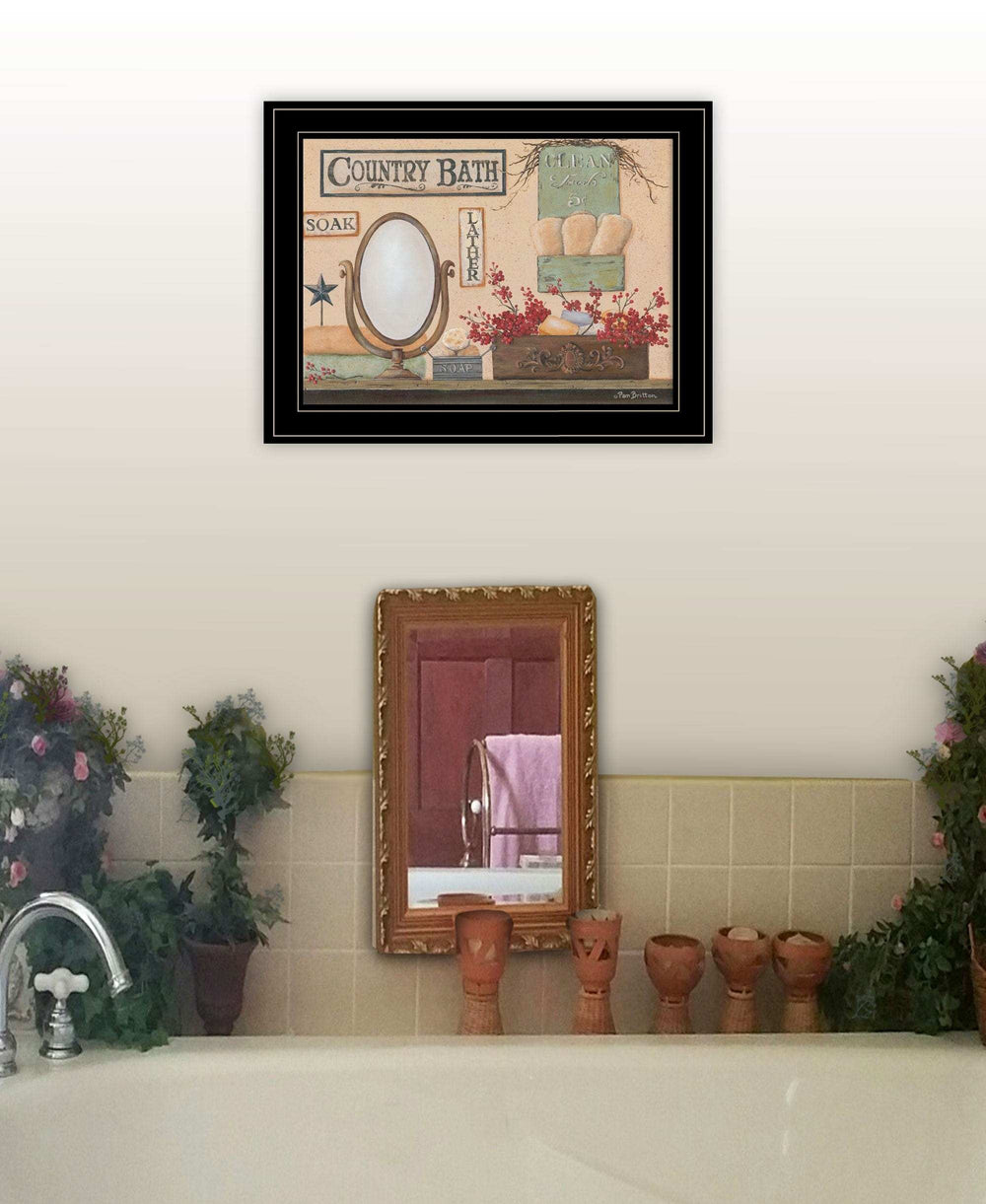 Country Bath 12 Black Framed Print Bathroom Wall Art - Homeroots - Flyclothing LLC