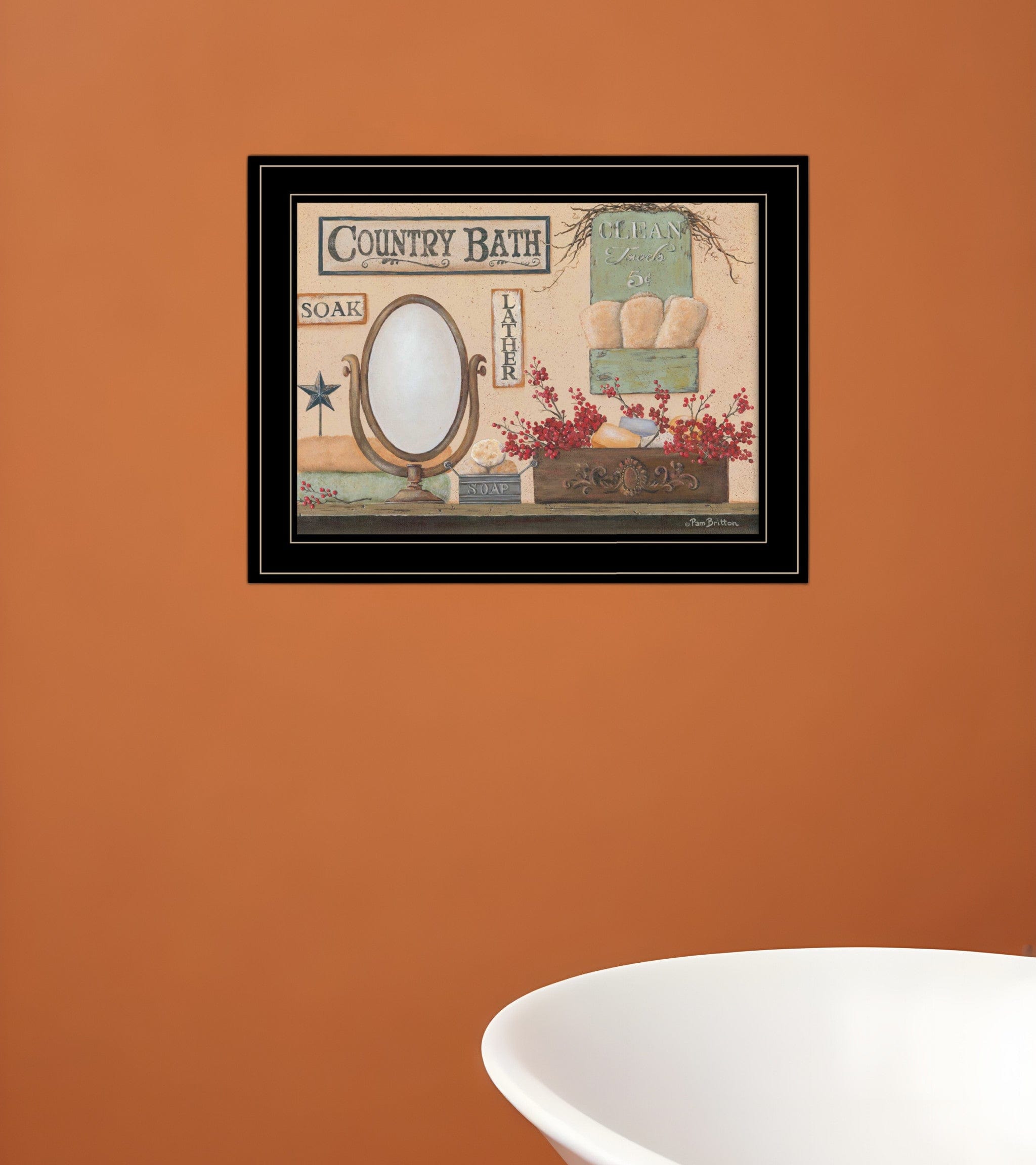 Country Bath 12 Black Framed Print Bathroom Wall Art - Homeroots