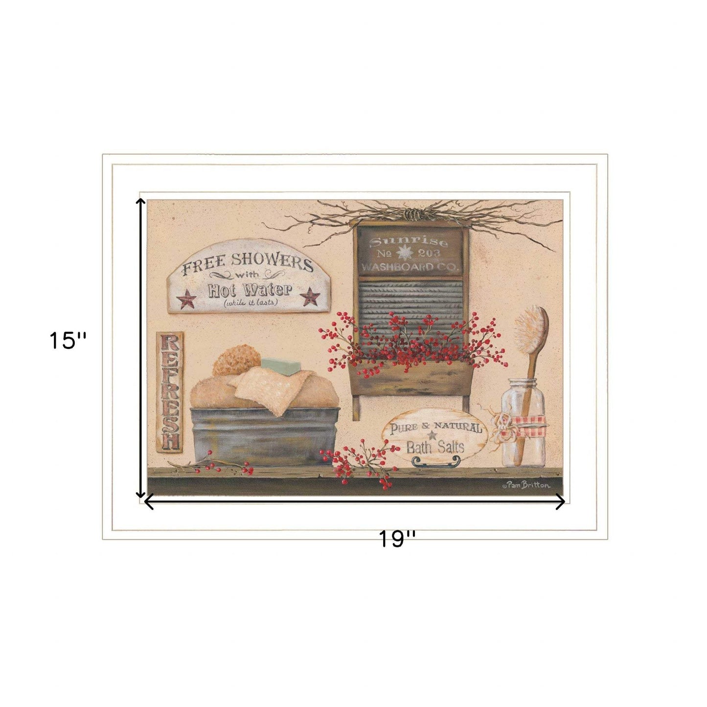 Free Showers 2 White Framed Print Bathroom Wall Art - Homeroots - Flyclothing LLC