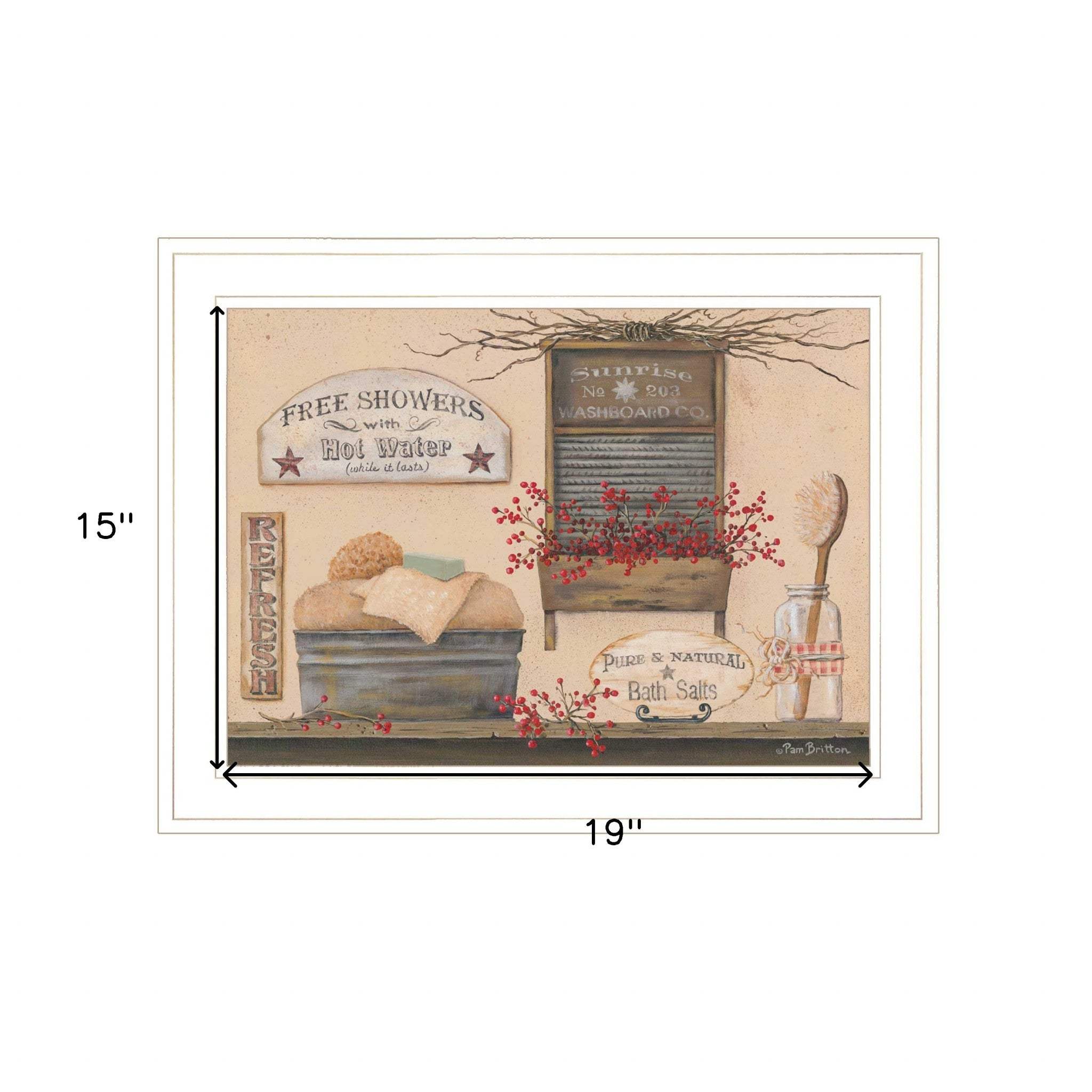 Free Showers 2 White Framed Print Bathroom Wall Art - Homeroots - Flyclothing LLC