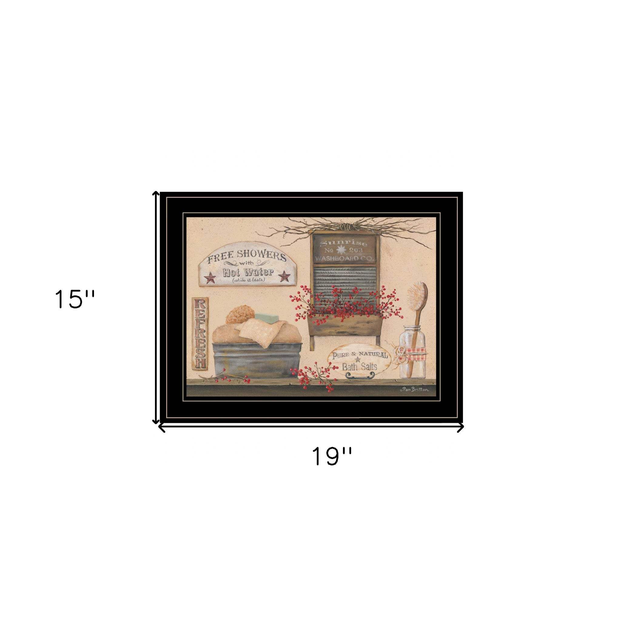 Free Showers 3 Black Framed Print Bathroom Wall Art - Homeroots - Flyclothing LLC