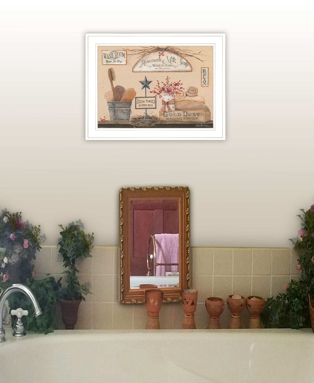 Wash Room 2 White Framed Print Bathroom Wall Art - Homeroots - Flyclothing LLC
