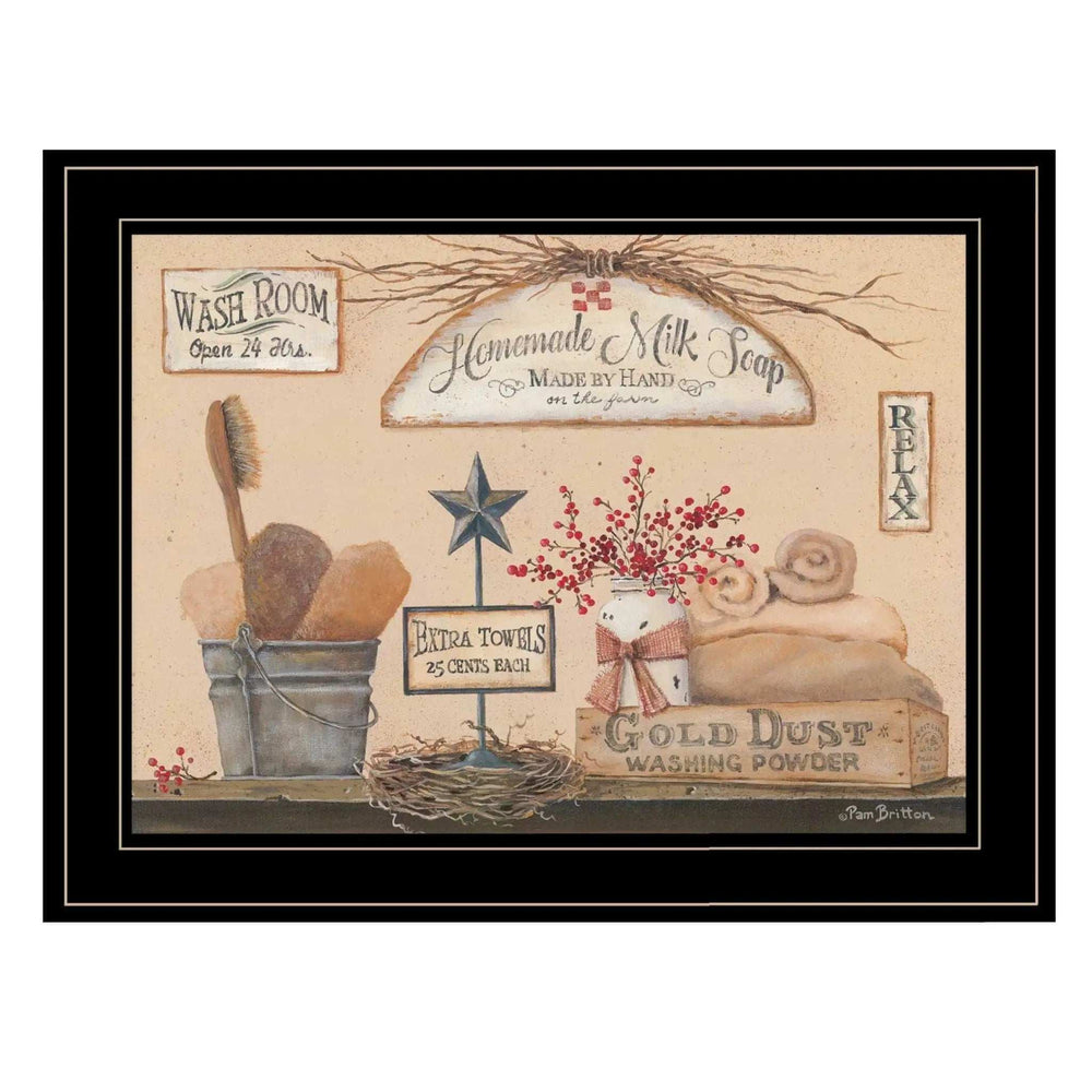 Wash Room 3 Black Framed Print Bathroom Wall Art - Homeroots - Flyclothing LLC
