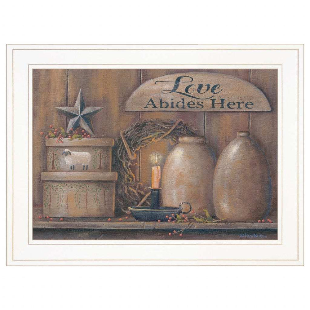 Love Abides Here Shelf 2 White Framed Print Wall Art - Homeroots - Flyclothing LLC