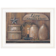 Love Abides Here Shelf 2 White Framed Print Wall Art - Homeroots