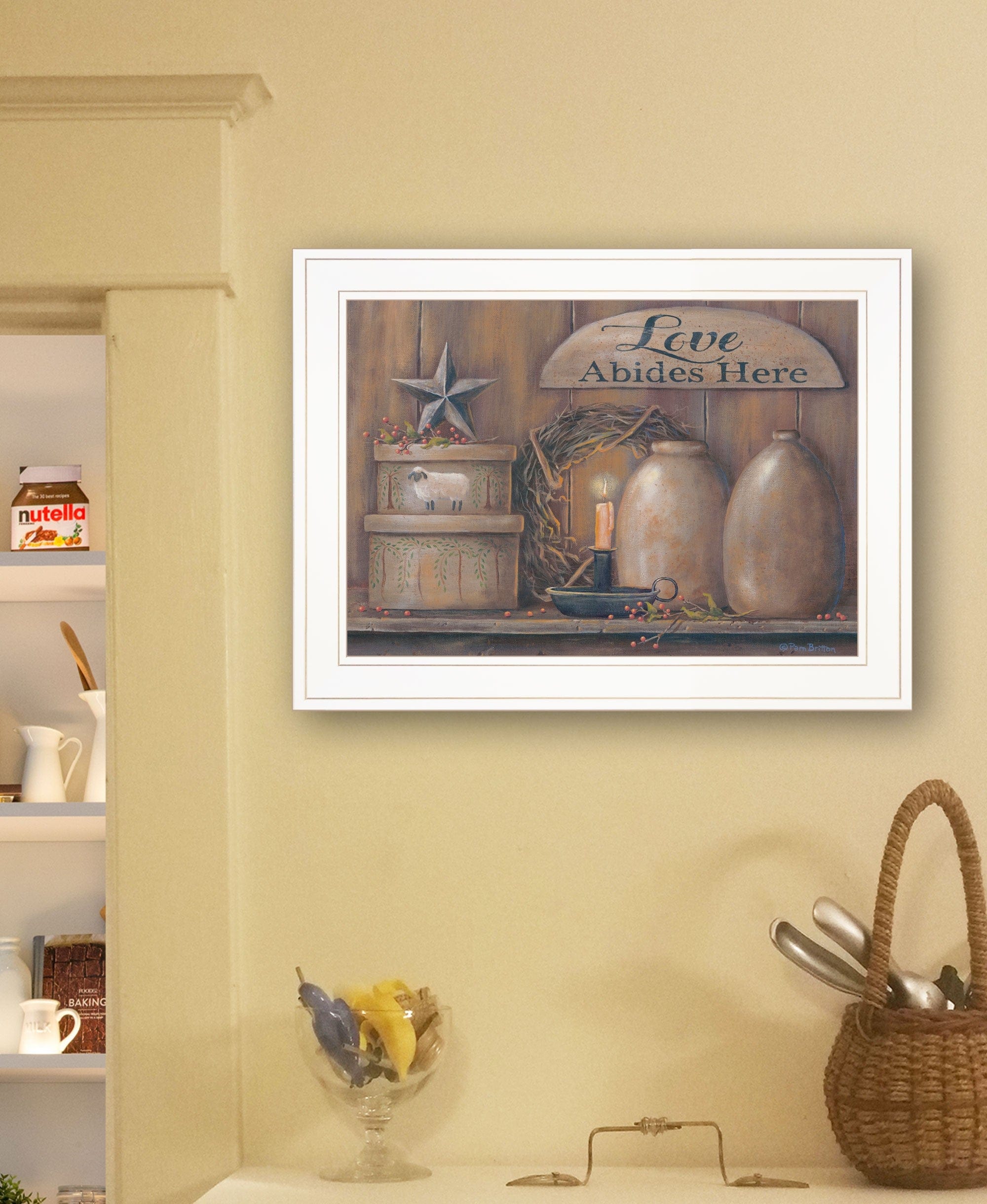 Love Abides Here Shelf 2 White Framed Print Wall Art - Homeroots