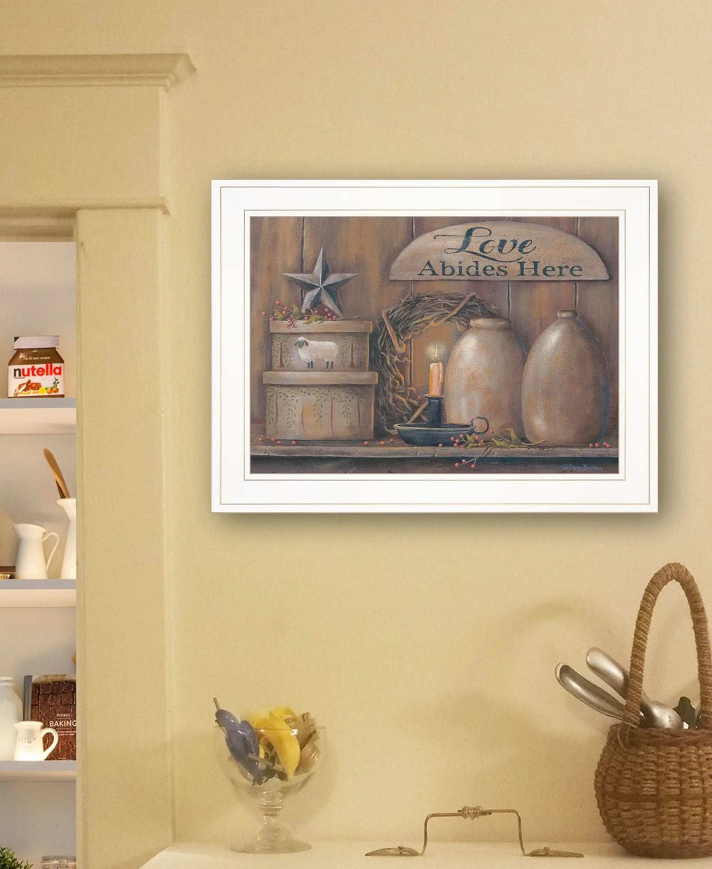 Love Abides Here Shelf 2 White Framed Print Wall Art - Homeroots - Flyclothing LLC