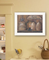 Love Abides Here Shelf 2 White Framed Print Wall Art - Homeroots