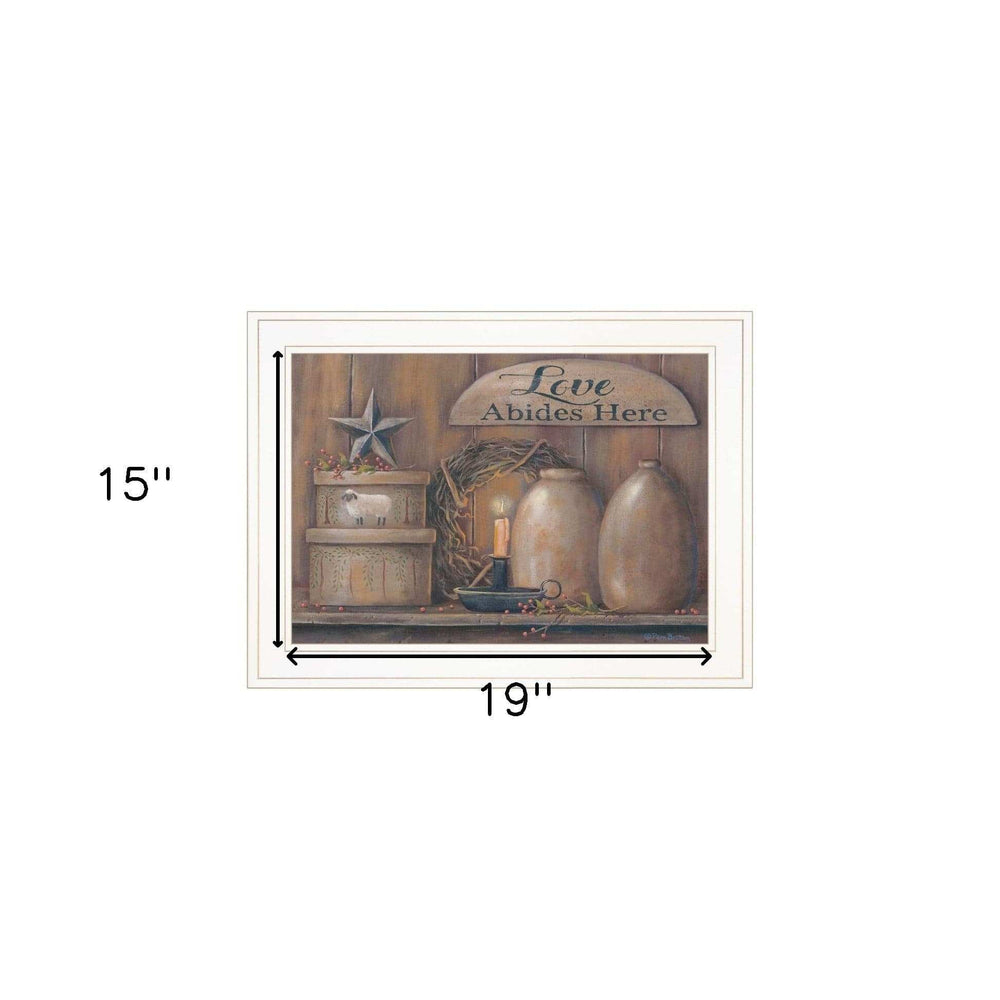 Love Abides Here Shelf 2 White Framed Print Wall Art - Homeroots - Flyclothing LLC