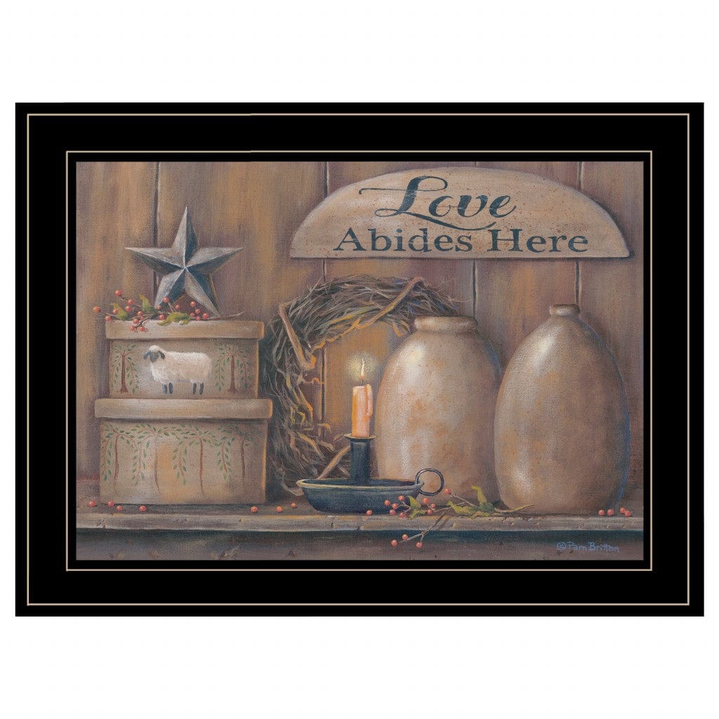 Love Abides Here Shelf 3 Black Framed Print Wall Art - Homeroots