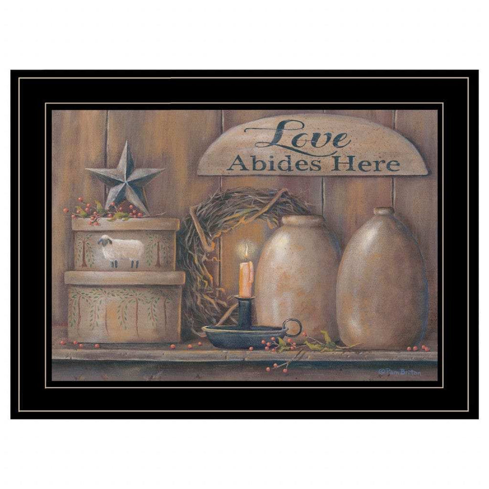Love Abides Here Shelf 3 Black Framed Print Wall Art - Homeroots - Flyclothing LLC
