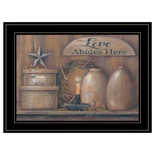 Love Abides Here Shelf 3 Black Framed Print Wall Art - Homeroots