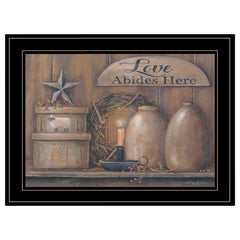 Love Abides Here Shelf 3 Black Framed Print Wall Art - Homeroots