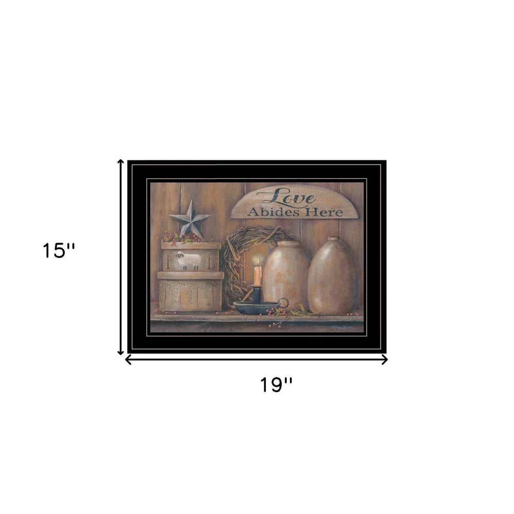 Love Abides Here Shelf 3 Black Framed Print Wall Art - Homeroots - Flyclothing LLC