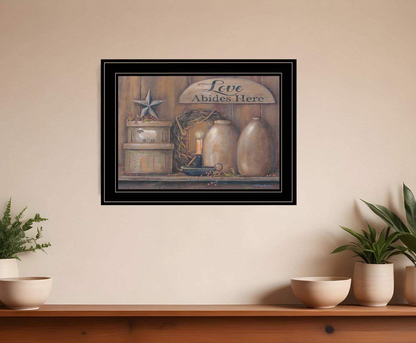 Love Abides Here Shelf 3 Black Framed Print Wall Art - Homeroots - Flyclothing LLC