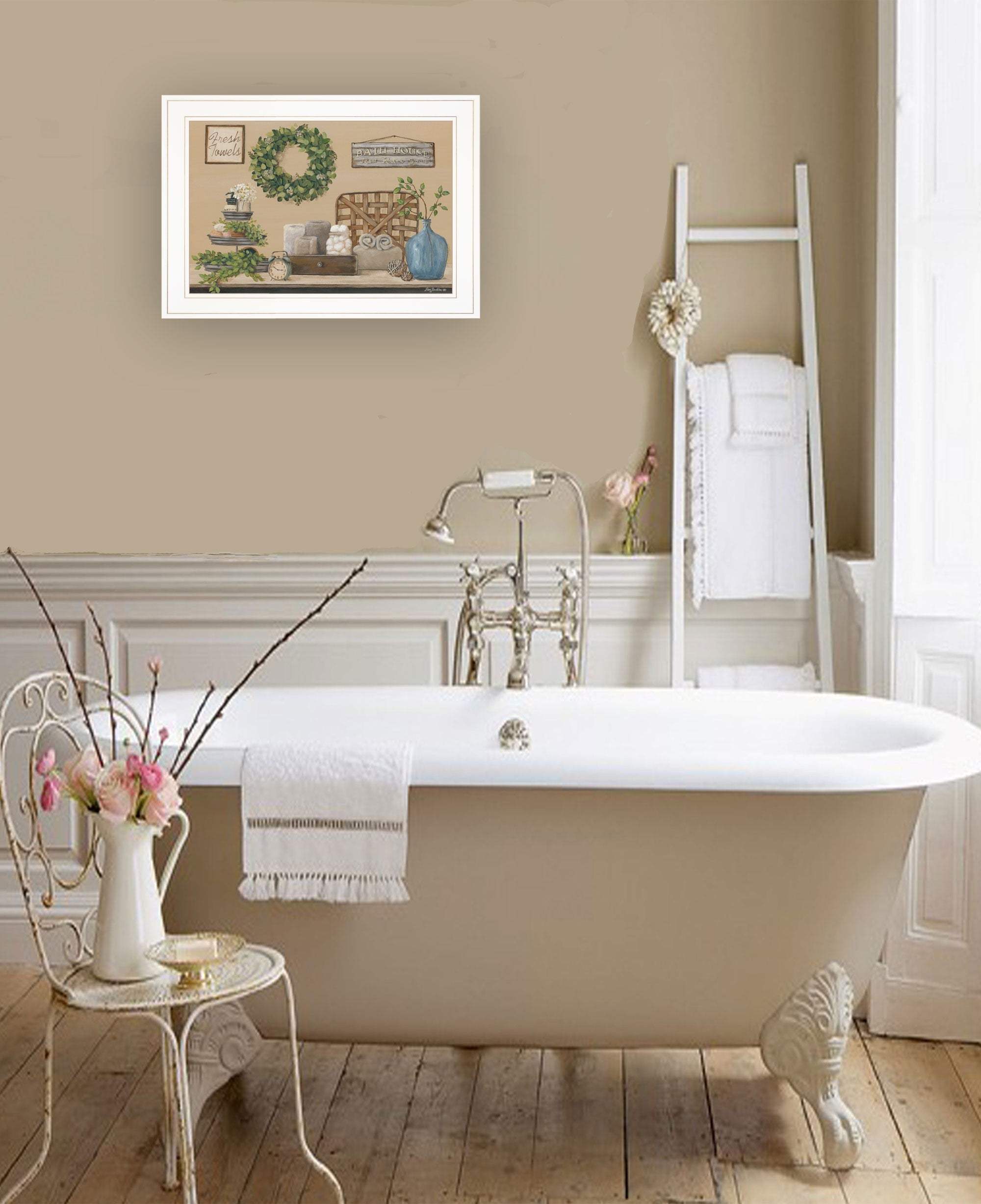 Farmhouse Bath I 2 White Framed Print Bathroom Wall Art - Homeroots - Flyclothing LLC