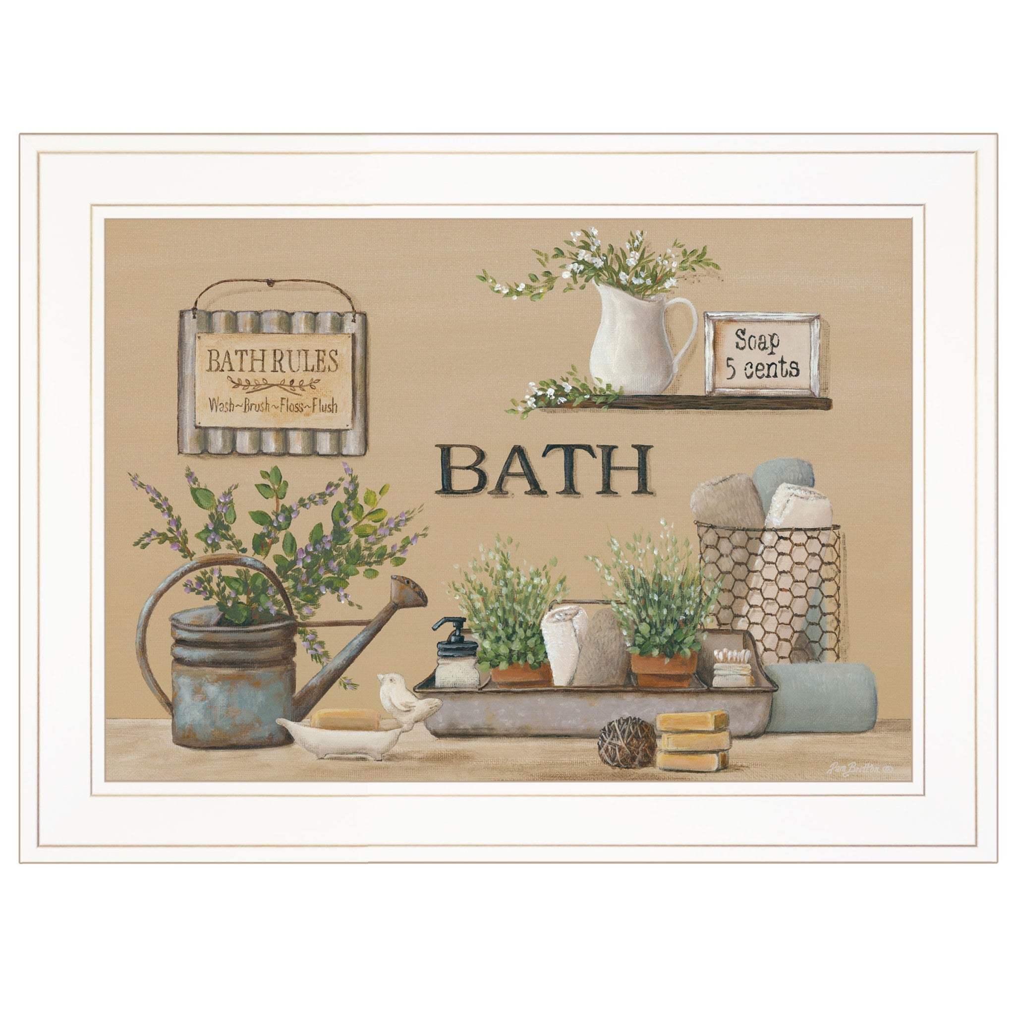 Farmhouse Bath White Framed Print Bathroom Wall Art - Homeroots - Flyclothing LLC